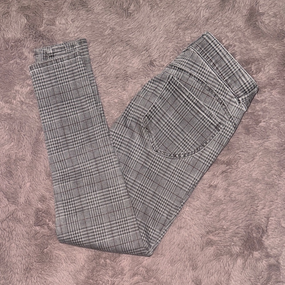 Democracy Black & Gray Plaid womens Pants denim fitted jeans houndstooth size 4 - Picture 5 of 8